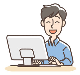 パソコンで作業する男性