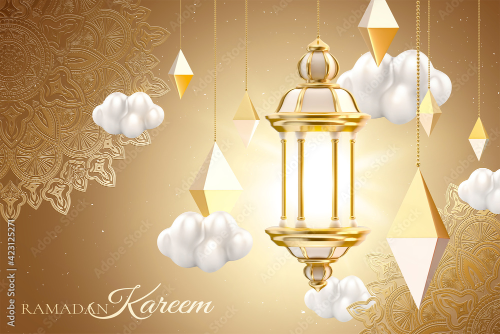 Wall mural 3d Islamic lantern background