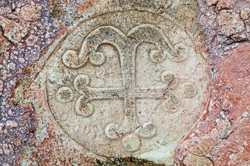 Rock paintings, petroglyphs near the Kherson lighthouse. Crimea