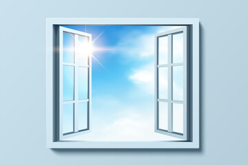Open window with cloudy sky