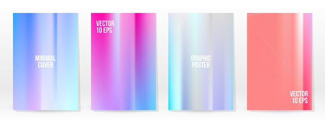Fototapeta premium Holographic Poster Set Iridescent Technology Cover