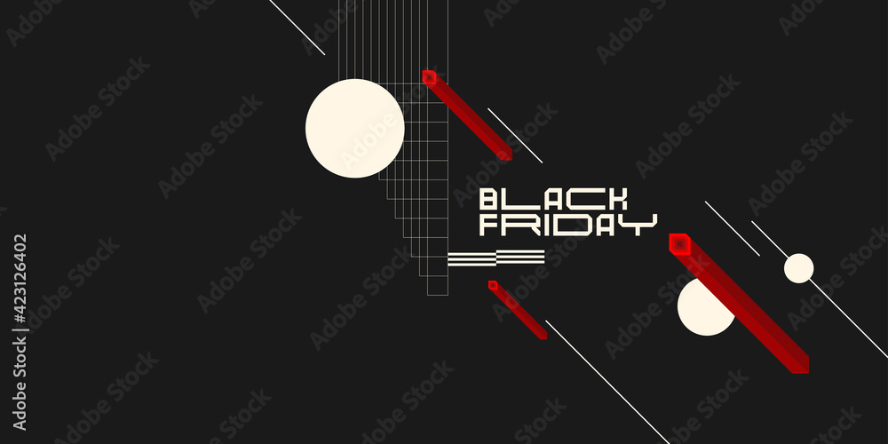 Poster black friday banner. background with abstract elements and dynamic shapes.