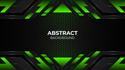 Modern green abstract geometric shapes background design template, gaming background template design © TanmoyTopu
