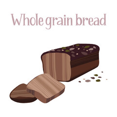 Delicious freshly whole grain bread. Carbohydrates for healthy nutrition.