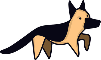 vector illustration of cartoon german shepherd dog standing isolated
