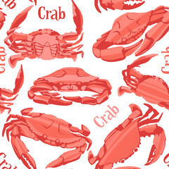 Decorative vector seamless pattern with differnt crabs.