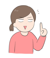人差し指を立てる女性