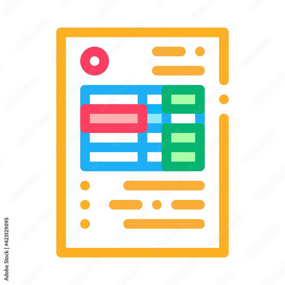 Aufkleber document with table of audit credit and debit color icon vector illustration