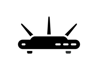 Wi fi router. Simple illustration in black and white