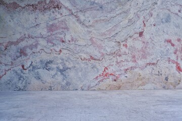Marble wall and wooden floor. Concept for interior decoration and background.