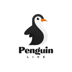 Vector Logo Illustration Penguin Gradient Colorful Style.