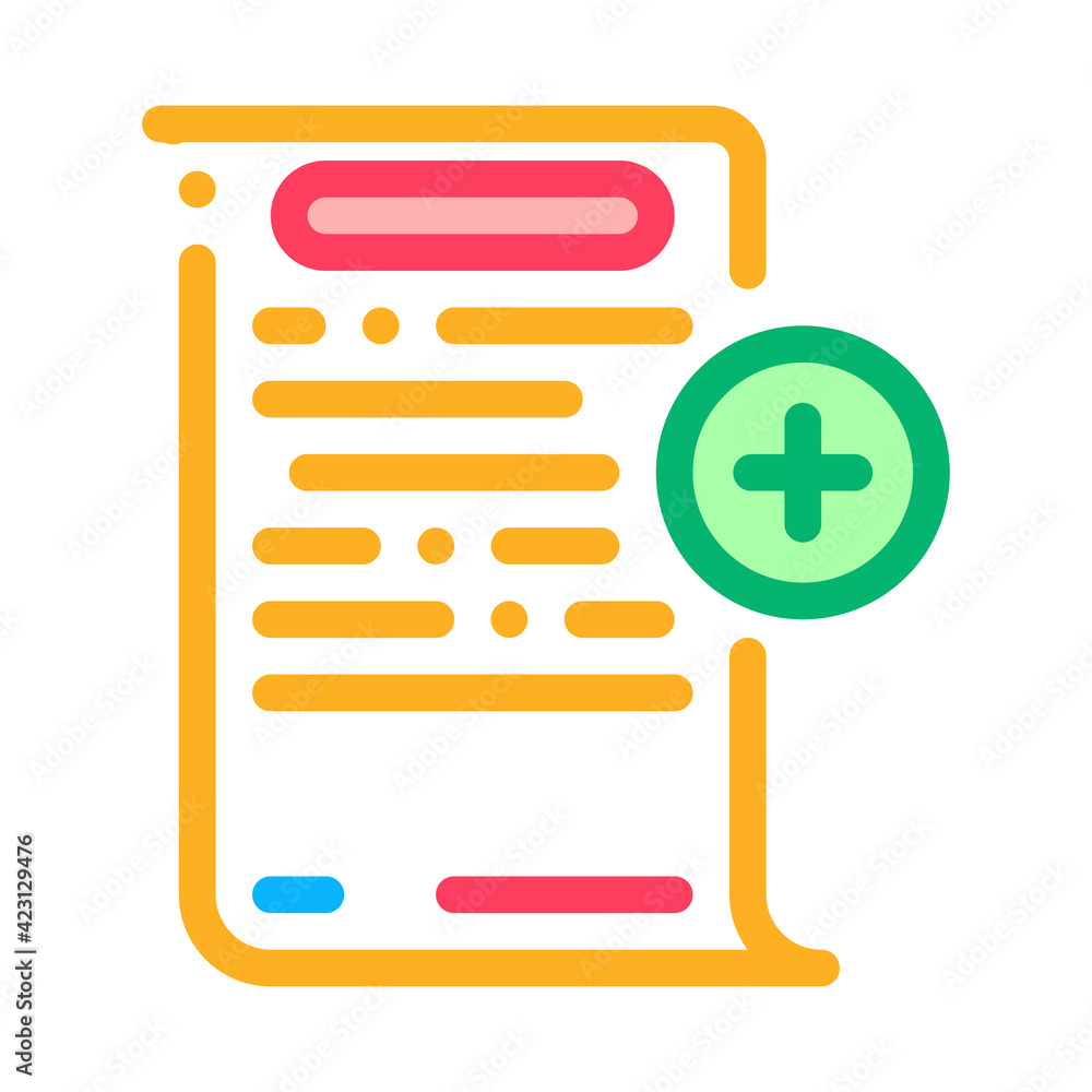 Poster adding financial document for audit color icon vector illustration