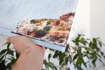 Photo canvas print stretched on frame with gallery wrap