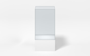 Empty glass showcase, 3d rendering.