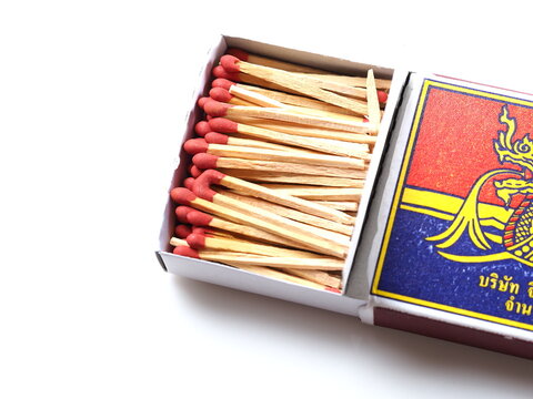 wooden matches in a box