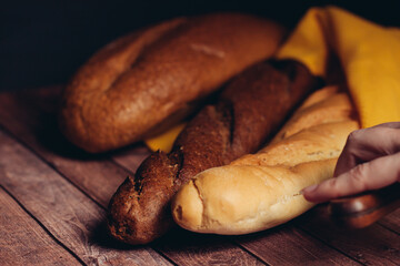 sliced fresh loaf cutting board wooden table