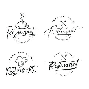 restaurant and cooking utensils. logos  icons and illustrations