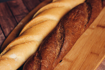 sliced bread on a wooden cutting board kitchen meal