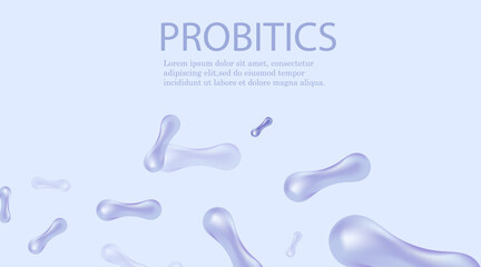 Probiotics Bacteria Vector illustration. Biology, Science background. Microscopic bacteria closeup.