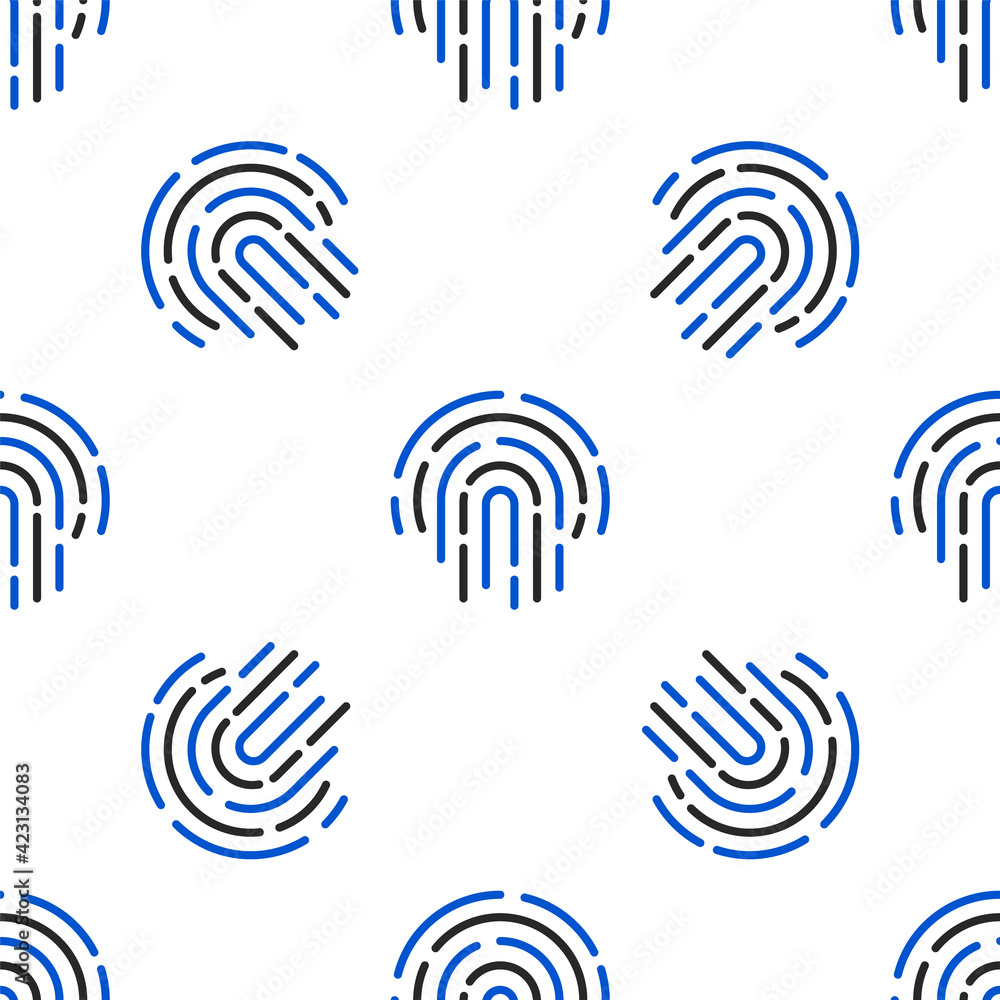 Poster line fingerprint icon isolated seamless pattern on white background. id app icon. identification sig
