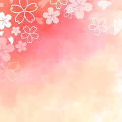 水彩　桜　正方形