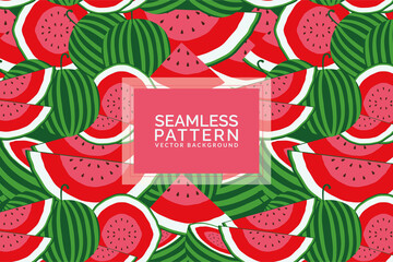 Seamless pattern with watermelon slices, seeds. Colorful watermelon for print, banner, poster, wallpaper, background. Watermelon vector Illustration