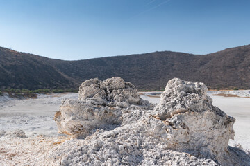 Saltpeter formation, crater of the Valle de Santiago volcano, Guanajuato. Mexican tourism. © Edgar Hernández Pics