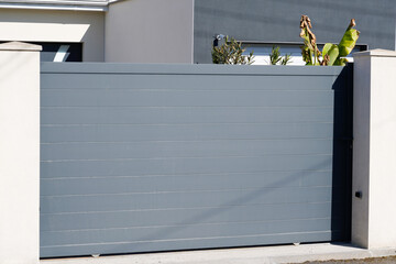 Aluminum grey steel modern gate slide portal of suburb house door