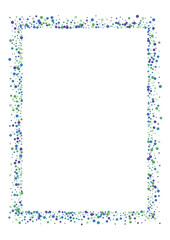 Green Splash Ball Background. Purple Dot Border. Circle View Illustration. Blue Abstract Confetti.