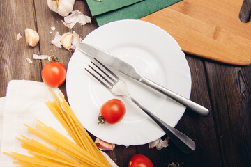 italian cuisine ingredients for cooking cherry tomatoes garlic pasta