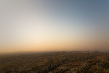 View to rocks and land from hot air balloon