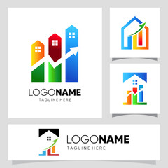 Business Home Chart Bar Logo Design Vector Graphic