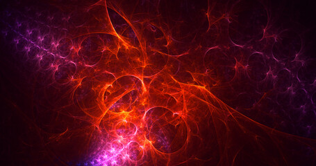 3D rendering abstract multicolor fractal light background