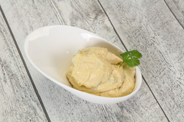 Hummus snack with olive oil