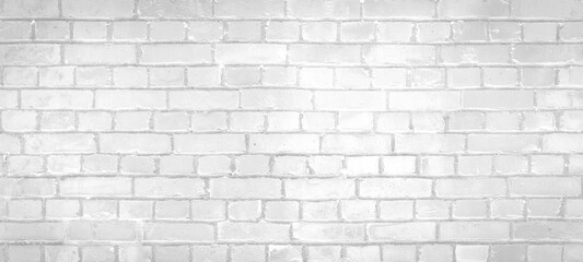 White gray light damaged rustic brick wall texture banner panorama	