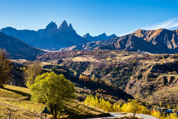 Fototapeta premium French countryside. Saint Jean de Maurienne: view of the heights of the Vercors and the valley Val de Drome, France