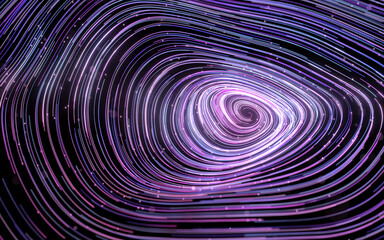 Purple curve lines vortex, fantasy background, 3d rendering.