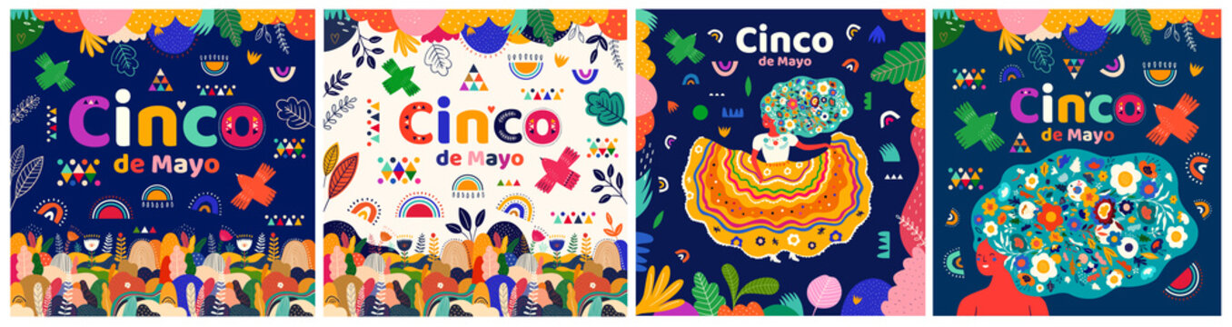Collection of colourful designs for Mexican holiday Chinco de Mayo
