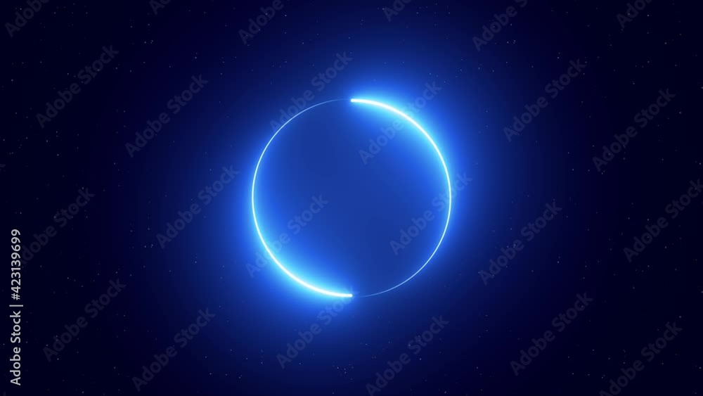 Poster abstract seamless loop of 3d render neon circle rotation animation new background. blue and purple n