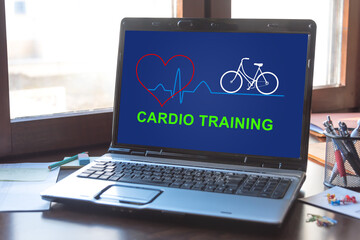 Cardio training concept on a laptop screen