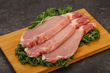 Raw pork steak for cooking