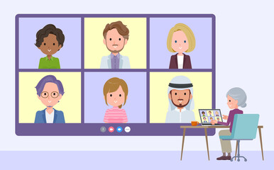 flat type Purple clothes grandma_video-chat-multiple