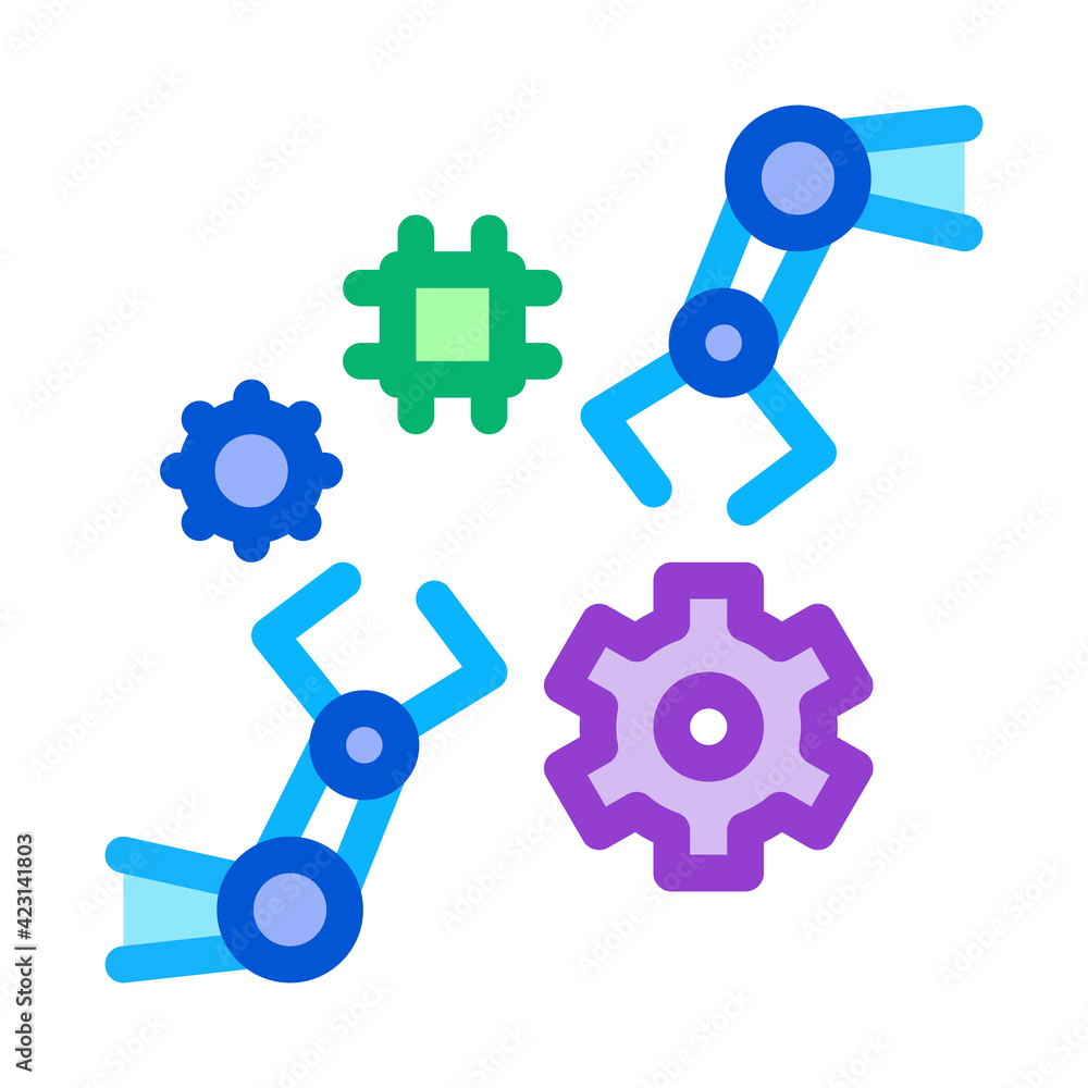 Aufkleber robotic arm process of machine learning color icon vector illustration