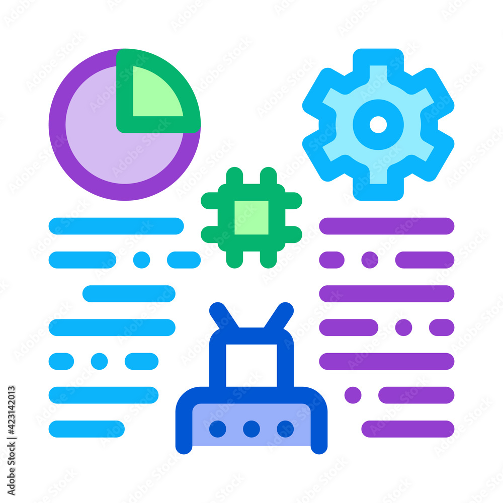 Poster robot machine learning color icon vector illustration
