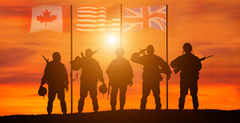 Fototapeta na wymiar GB ,USA and Canada NATO alliance. Concept - patriotism, honor .