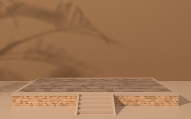 Creative empty stage, product platform, 3d rendering.