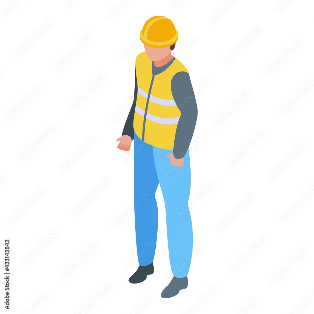 Poster highway worker icon. isometric of highway worker vector icon for web design isolated on white backgr