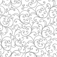 Gray colored ornament on a white background. Vintage style. Seamless patterns.
