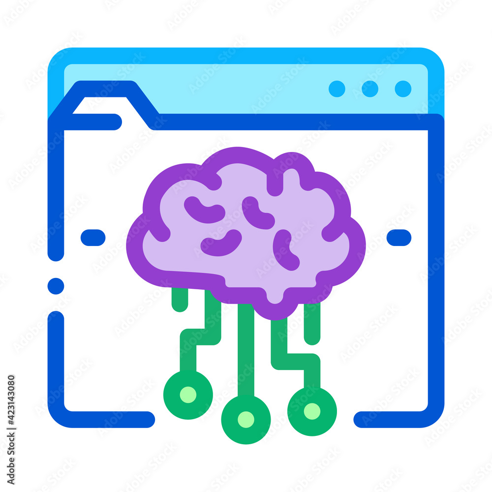 Poster digital ai machine learning color icon vector illustration