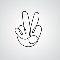 Obraz premium Victory hand sign. Black and white to be colored